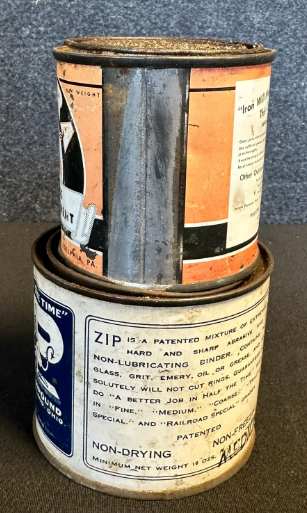 Zip Grinding Compound & Pecora Asbestos Furnace Cement Tin Cans