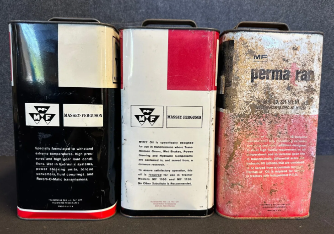 Lot of Three – Massey Ferguson Hydraulic & Trans 2 Gallon Oil Cans