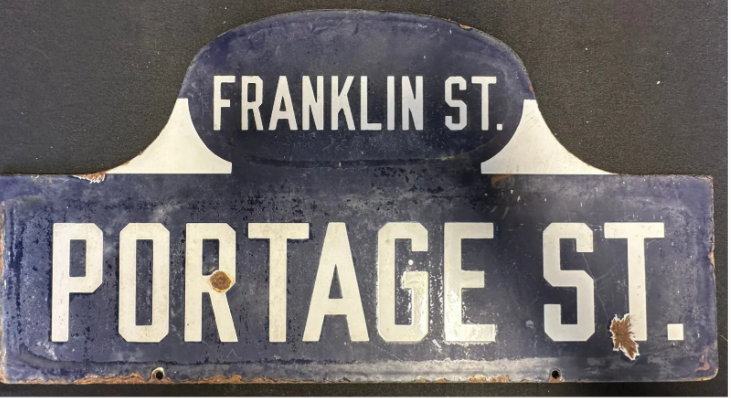 Franklin & Portage Cobalt Blue & White DSP Street Sign