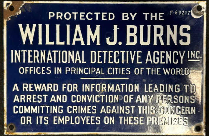 William J Burns Detective Agency Cobalt Blue SSP Sign