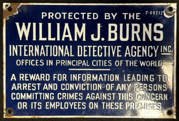 William J Burns Detective Agency Cobalt Blue SSP Sign