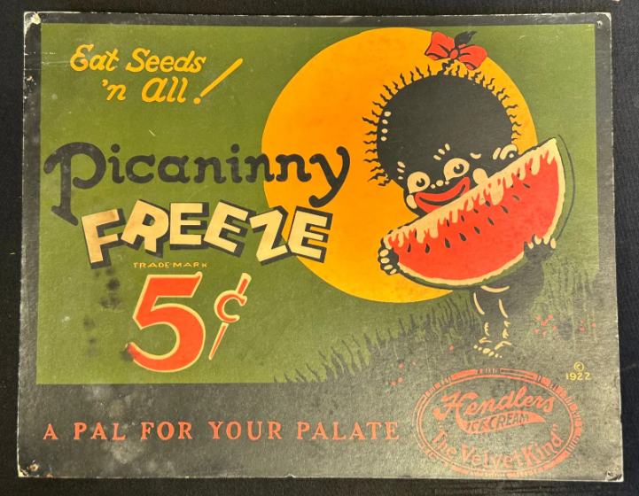 Hendlers Ice Cream Picaninny Freeze Watermelon Cardboard Sign