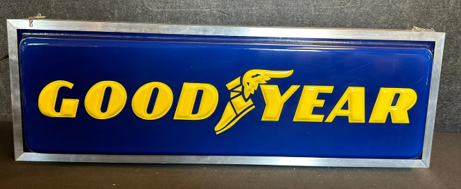 Goodyear Embossed Double Sided Plastic Lighted Sign