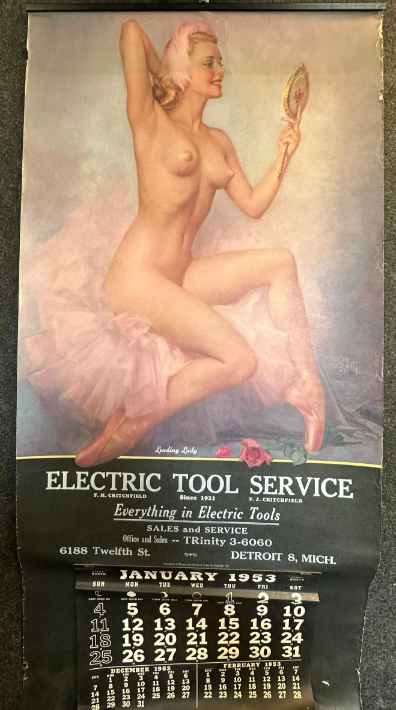Electric Tool Service 1953 Detroit Calendar Leading Leady Zoe Mozert Nude Ballarina