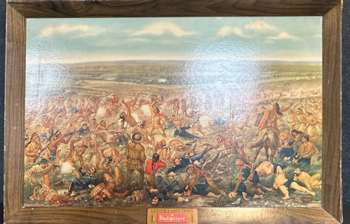 Budweiser Cardboard Sign “Custer’s Last Fight” Dated 1952 Store Display