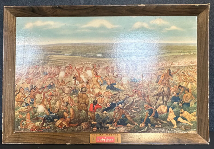 Budweiser Cardboard Sign “Custer’s Last Fight” Dated 1952 Store Display