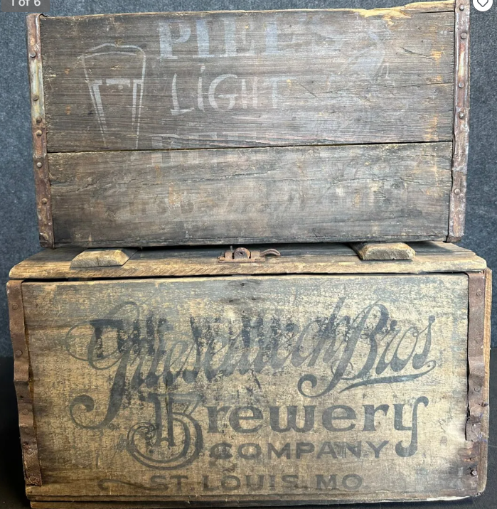 Pair Griesedieck Bros & Piels Light Beer Woolner Brewing Toledo Wood Crates
