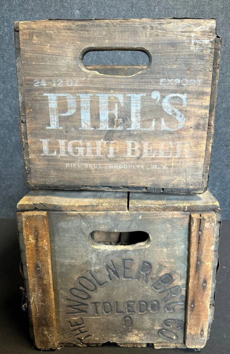 Pair Griesedieck Bros & Piels Light Beer Woolner Brewing Toledo Wood Crates