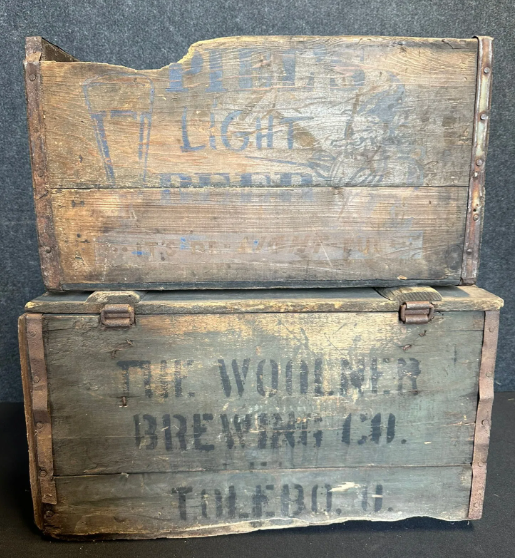 Pair Griesedieck Bros & Piels Light Beer Woolner Brewing Toledo Wood Crates