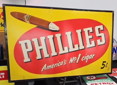 Phillies America’s Number 1 Cigar Metal Framed Cardboard Sign