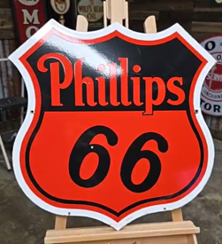 Phillips 66 Gasoline White Border Shield 30 Inch DSP Sign