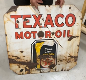 Texaco Motor Oil Clean Clear Golden Octagonal DSP Sign