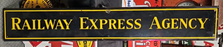 Railway Express Agency Yellow on Black 1930s Cookie Cutter SSP Sign