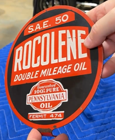 Rocolene SAE 50 Double Mileage Oil DST Lubester Paddle Sign