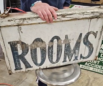 Rooms Double Sided Painted Wood Hanging Sign
