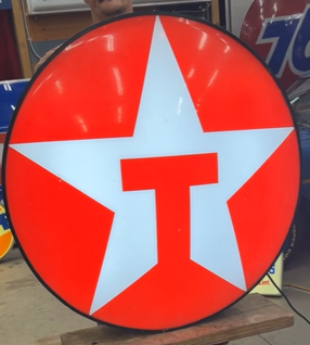 Texaco Gasoline Star 36 Inch Convex Lexan Plastic Station Sign