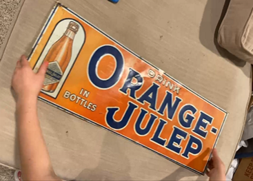 Orange Julep in Bottles Howels SST Embossed Sign