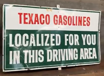 Texaco Gasolines Localized for You in this Driving Area SST Sign