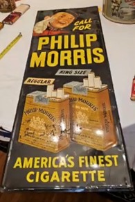 Phillip Morris America’s Finest Cigarette Embossed SST Sign