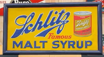 Schlitz Famous Gold Label Malt Syrup Prohibition SST Embossed Sign