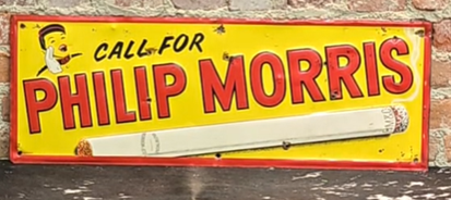 Philip Morris Cigarettes Unfiltered SST Embossed Sign