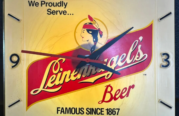 Leinenkugel’s Beer Advertising Plastic Lighted Advertising Bar Clock