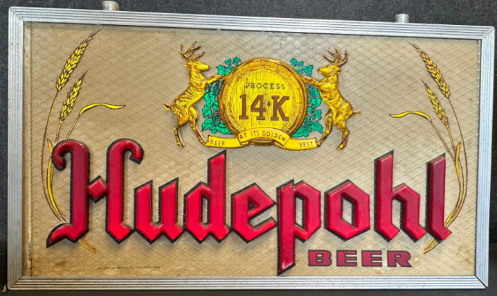 Hudepohl Beer Double-Sided Hanging Light-Up Sign