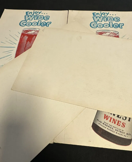 Four Cadillac Club Deluxe Finest Wines Detroit Michigan Cardboard Advertising Signs