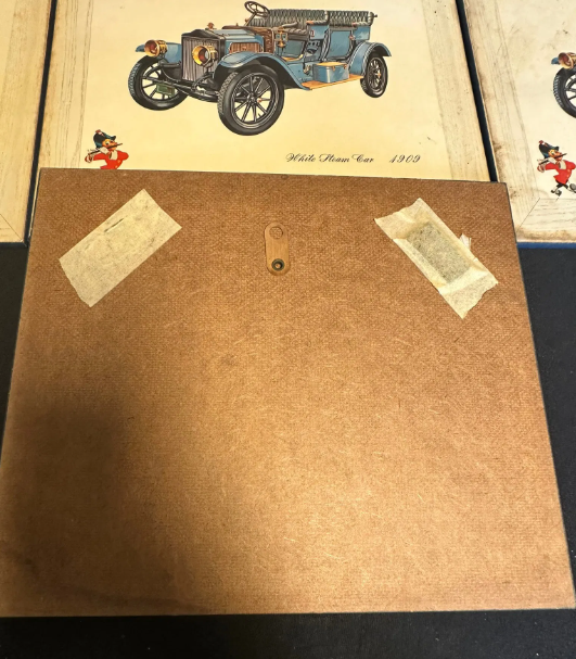 Pfeiffer’s Beer 4 1909 White Steam Car & 3 1909 Maxwell Celluloid Over Masonite Sign