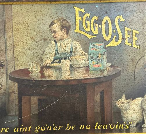 We Sell Egg-O-See SST Lithograph Wood Grain Sign
