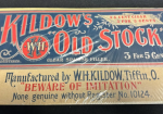 Kildow’s Old Stock 5 Cent Cigar Spanish Tiffin Ohio Cardboard Sign