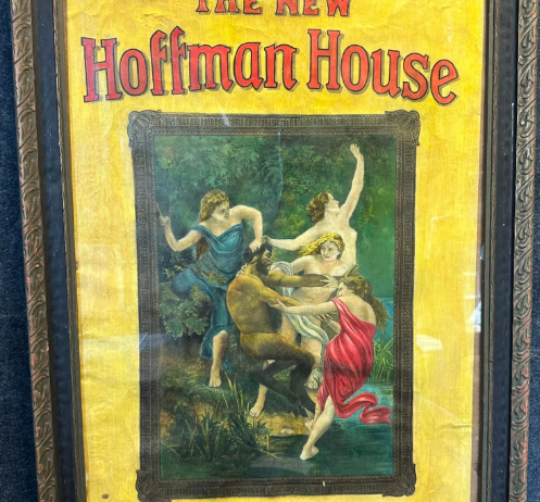 The New Hoffman House Cigar 5 Cents Tobacco Paper Sign Framed