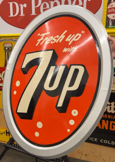 Fresh Up with 7Up Vertical Oval SST Sign