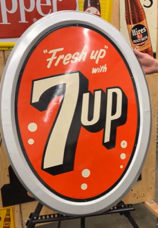 Fresh Up with 7Up Vertical Oval SST Sign