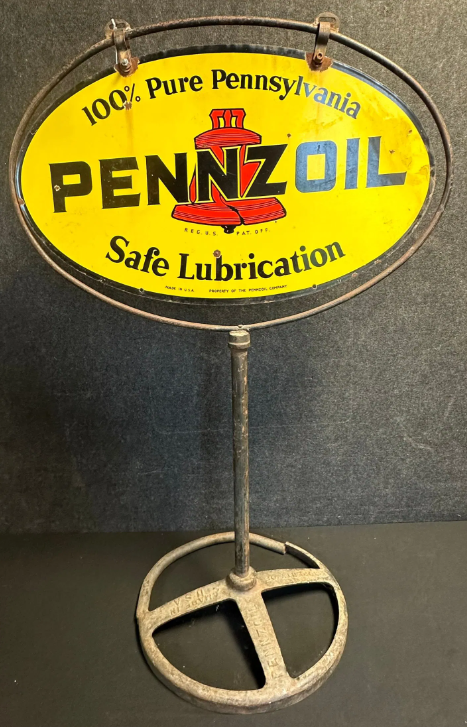 Pennzoil DSP Curbside Advertising Sign with Original Bracket