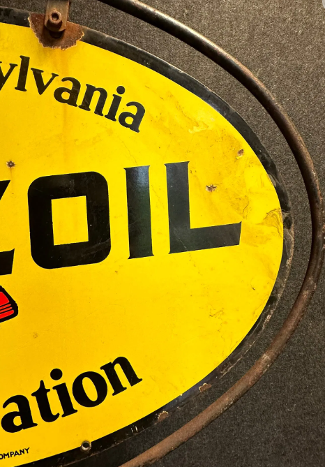 Pennzoil DSP Curbside Advertising Sign with Original Bracket