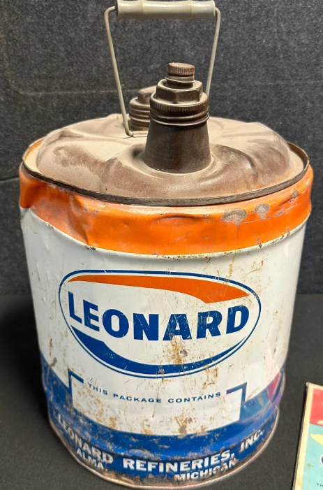 Leonard Oil 5 Gallon SST Motor Oil Can + Original Gas Station Michigan Map