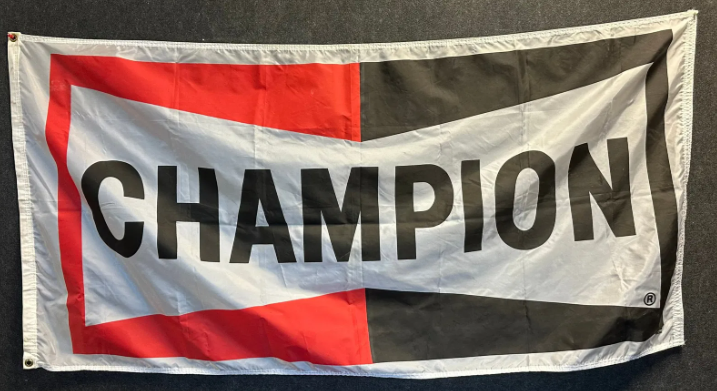 1970s Champion Spark Plug Hanging Cloth Banner Advertising Sign