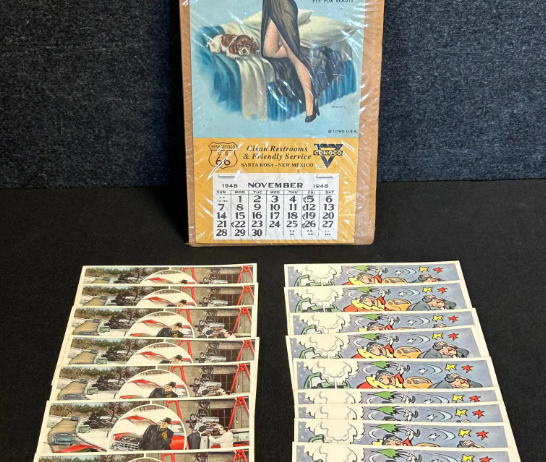 17 Prestone Advertising Postcards & Conoco Restroom 1948 Pin-Up Calendar