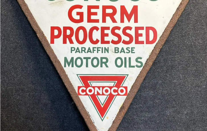 Conoco Germ Processed DSP 1920s Curbside Sign with Ring