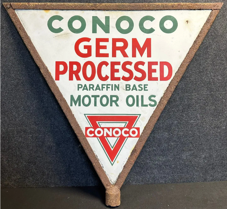 Conoco Germ Processed DSP 1920s Curbside Sign with Ring