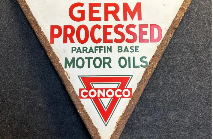 Conoco Germ Processed DSP 1920s Curbside Sign with Ring