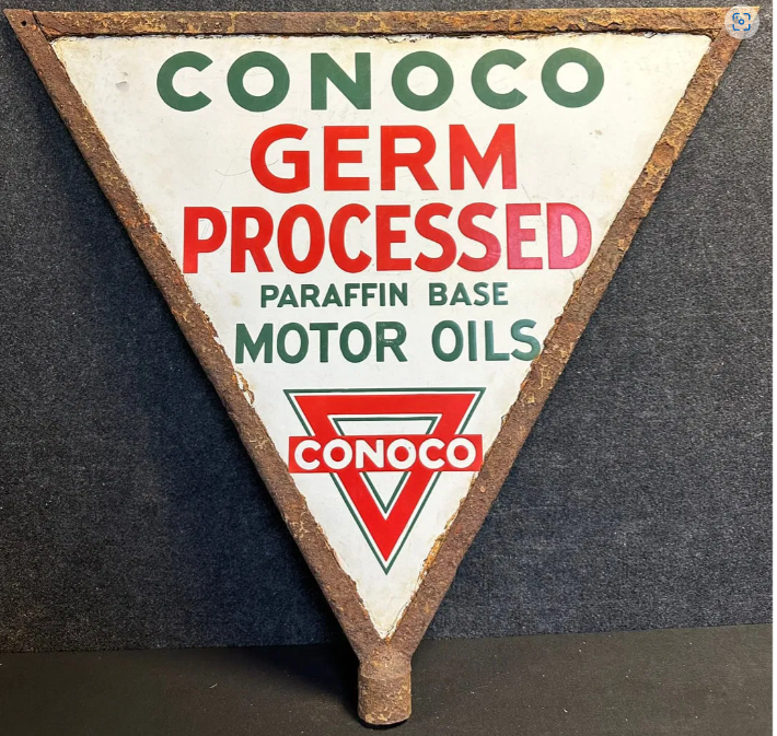 Conoco Germ Processed DSP 1920s Curbside Sign with Ring