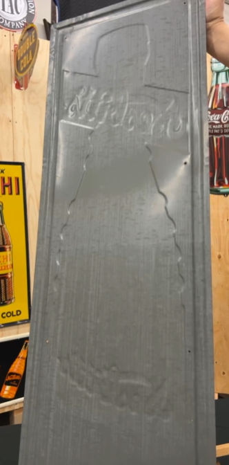 Nesbitt’s Orange Soda Pop Vertical Bottle SST Embossed Sign