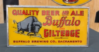 Buffalo Giltedge Beer & Ale Sacramento Reverse Painted Glass on Cardboard