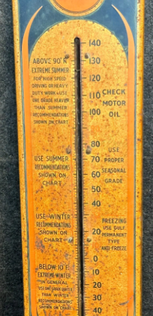 Gulf No Nox Gasoline & Gulfpride Oil SST Tube Thermometer