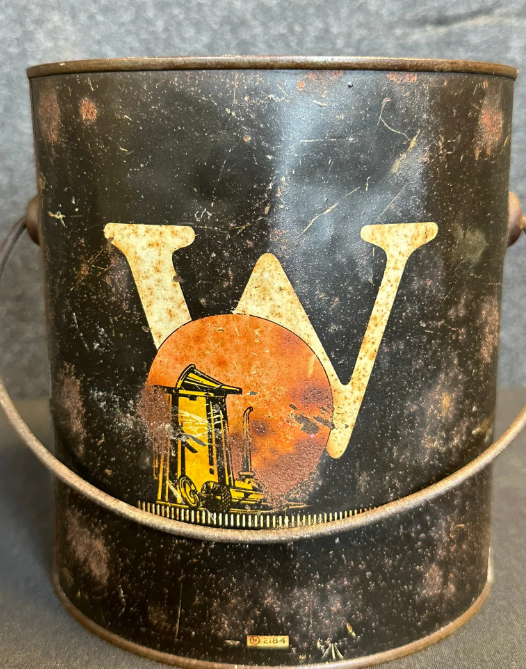 Wadham’s Tempered Grease 5 Lb Ca. 1920s Grease Bucket w/ Bail Handle