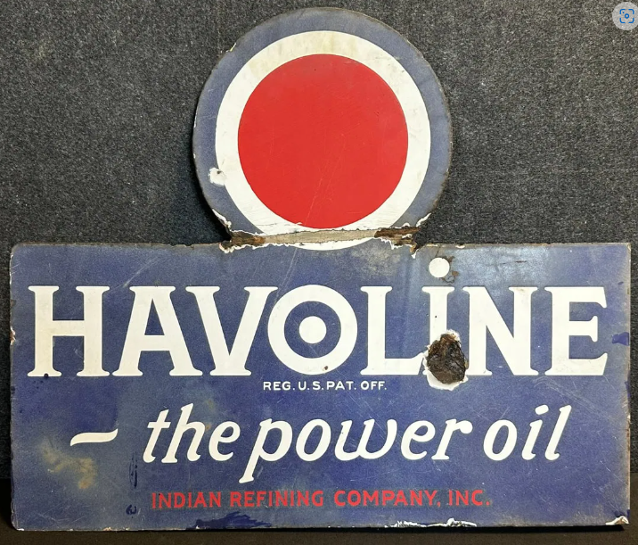 Havoline The Power Oil Indian Refining Co. DSP 1920s Flange Sign