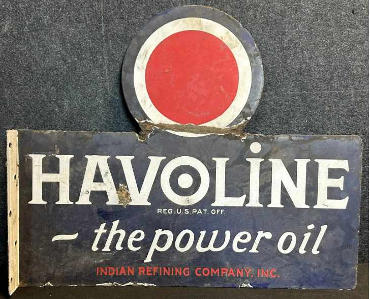 Havoline The Power Oil Indian Refining Co. DSP 1920s Flange Sign