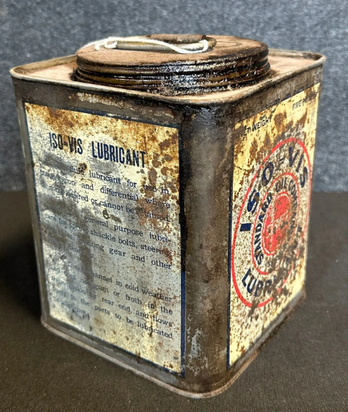 ISO-VIS Standard Oil Co 5LB Net 1920s Square Lubricant SST Grease Can